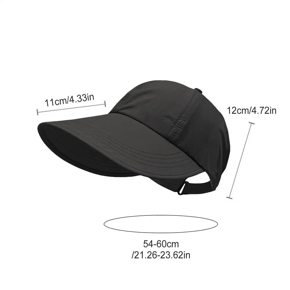 Women's Wide Brim UV Sun Hat – Quick-Dry Baseball Cap Sun Hat SPOT Black