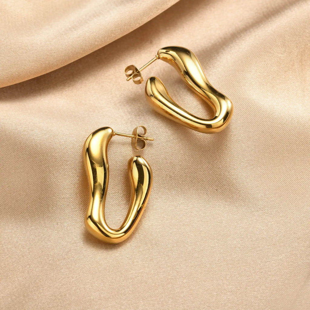 Geometric Gold Hoop Earrings – Stainless Steel, Non-Tarnish Hoop Earrings SPOT