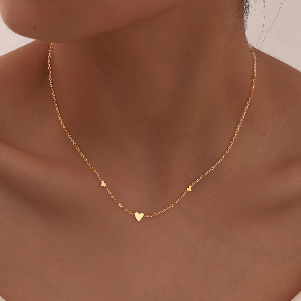 316L Stainless Steel Mini Heart Choker Clavicle Necklace Choker Necklace SPOT Default Title