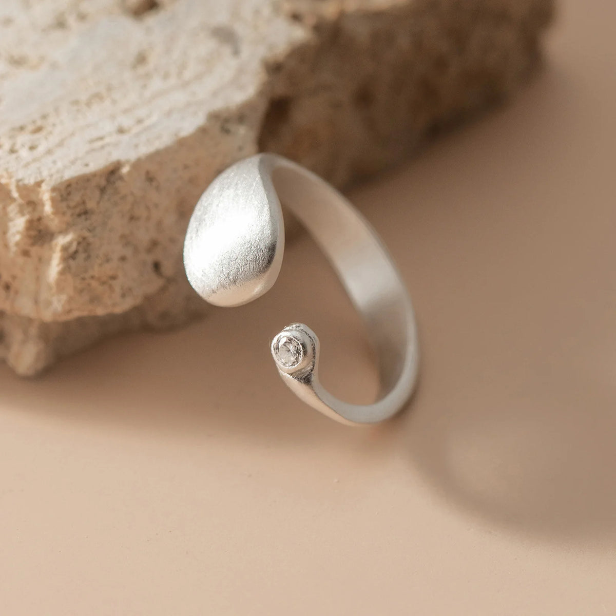 Silver Brushed Matte Open Ring – Adjustable Minimalist Ring Fashion Ring SPOT Default Title