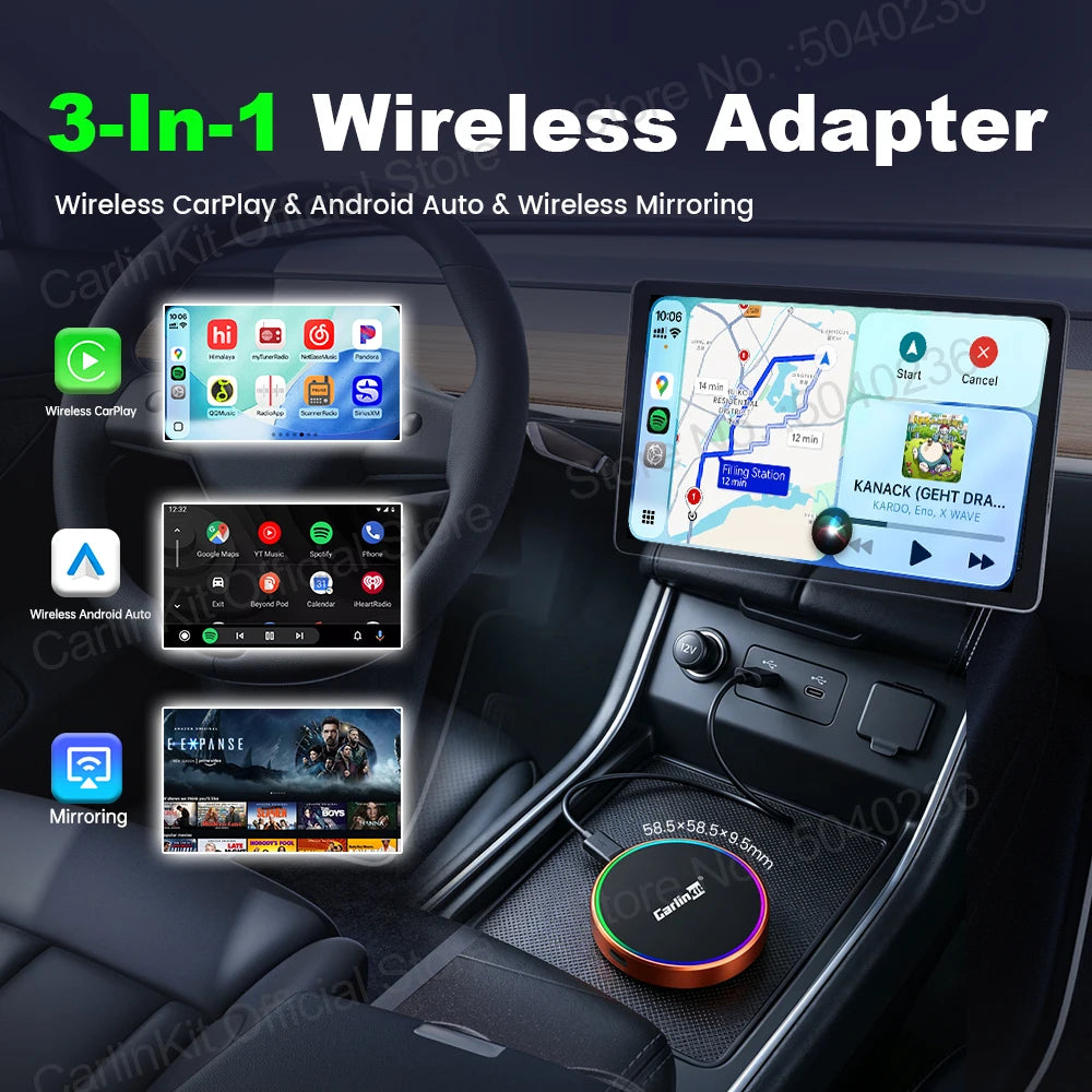 CarlinKit Wireless CarPlay & Android Auto Adapter – 4-in-1 Wireless CarPlay Adapter SPOT