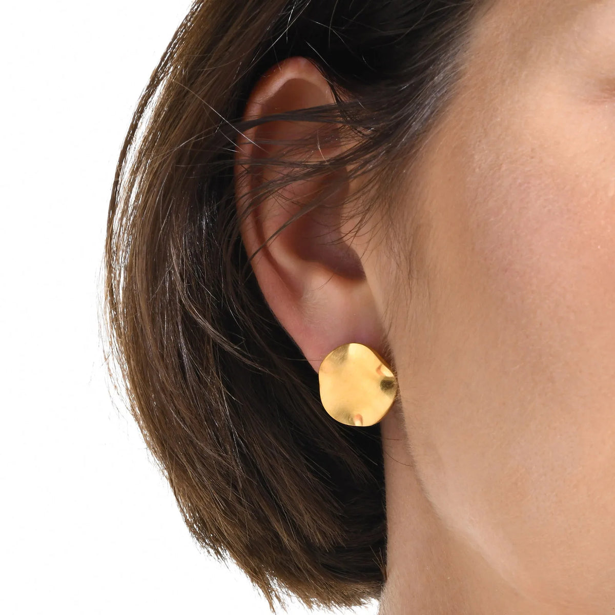 Matte Circle Disc Stud Earrings – Gold Stainless Steel Stud Earrings SPOT