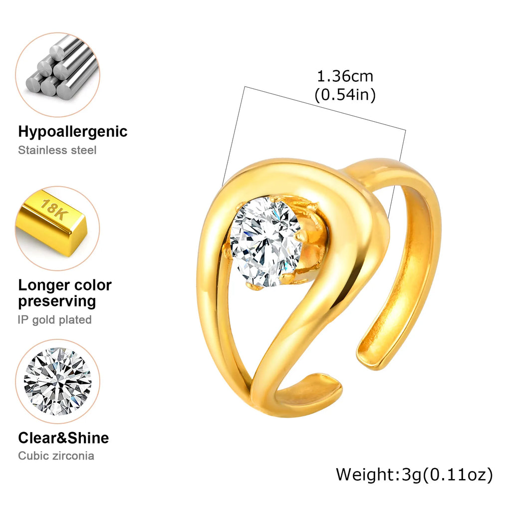 Meaeguet 18K Gold Adjustable Geometric Stacking Ring Women Gold Stacking Ring SPOT RC-906G