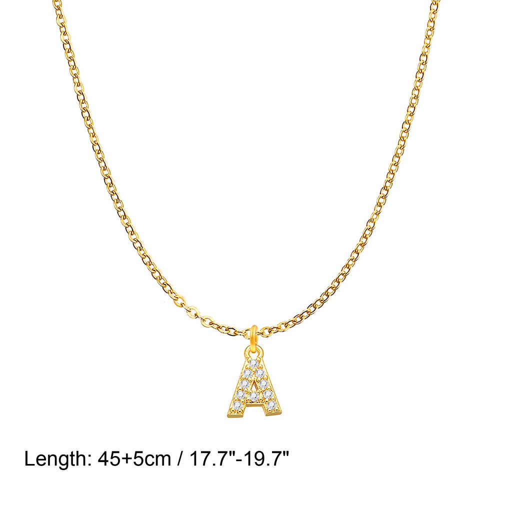 Zirconia Initial Letter Necklace – Gold Snake Chain A–Z Initial Pendant Necklace SPOT danity chain Z