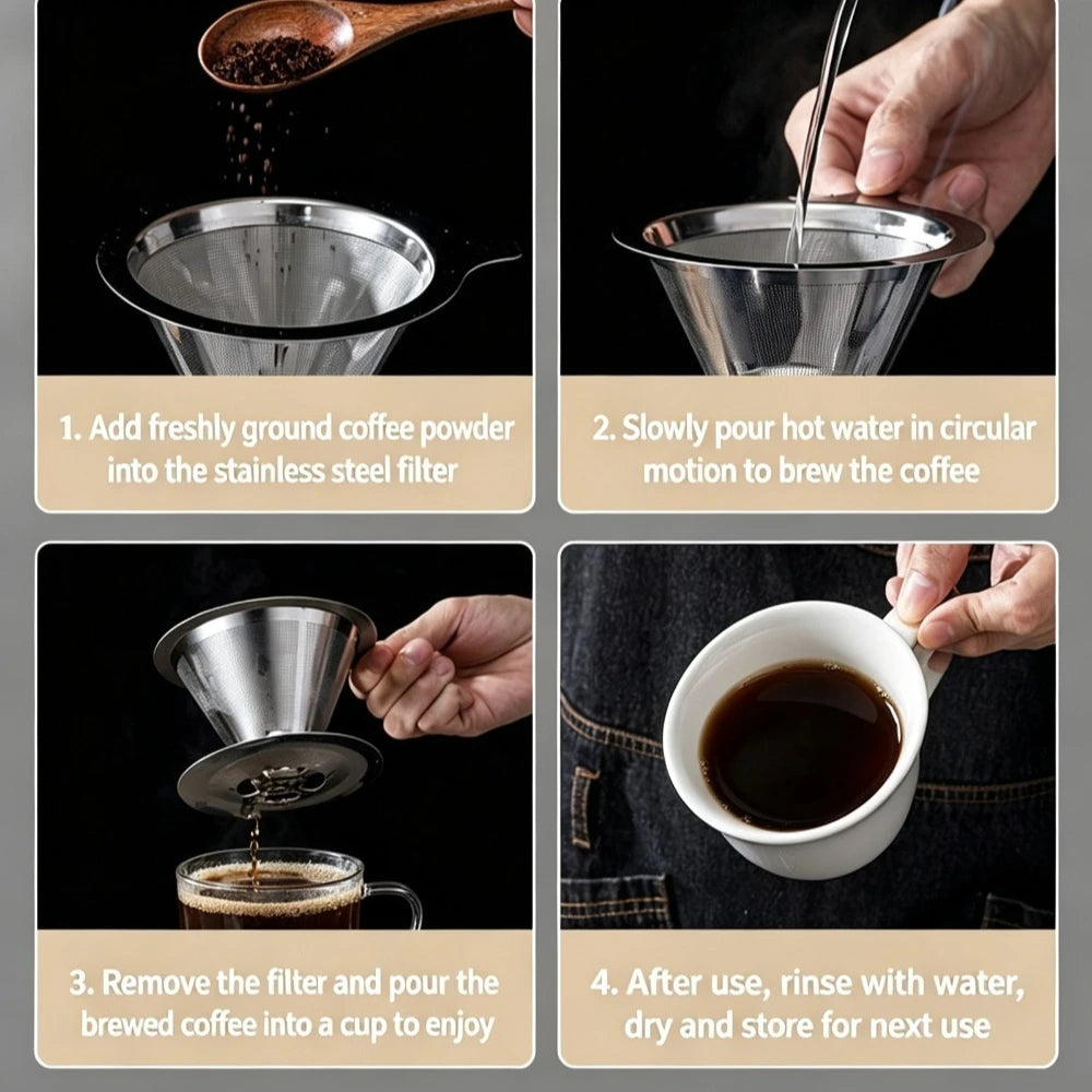 Stainless Steel Pour Over Coffee Dripper | Reusable Filter Pour Over Coffee Dripper SPOT