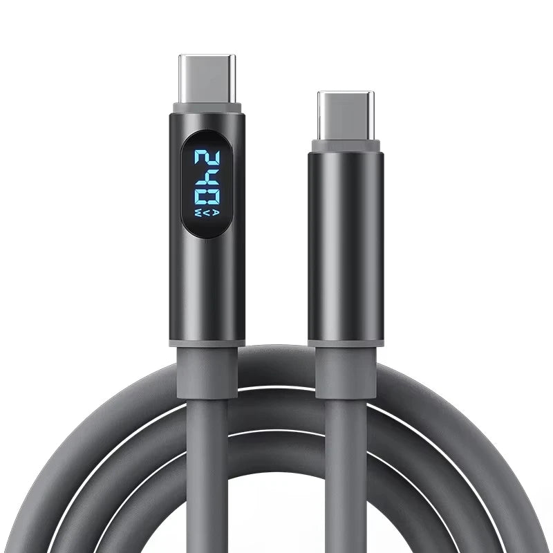 240W USB-C Fast Charging Cable with LCD Display – 1.2M/1.8M USB-C Charging Cable SPOT 1 Pcs 1.2m