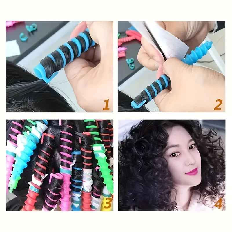 20-Pack Heatless Hair Curlers – Spiral Rollers, Overnight Styling Heatless Hair Curlers SPOT