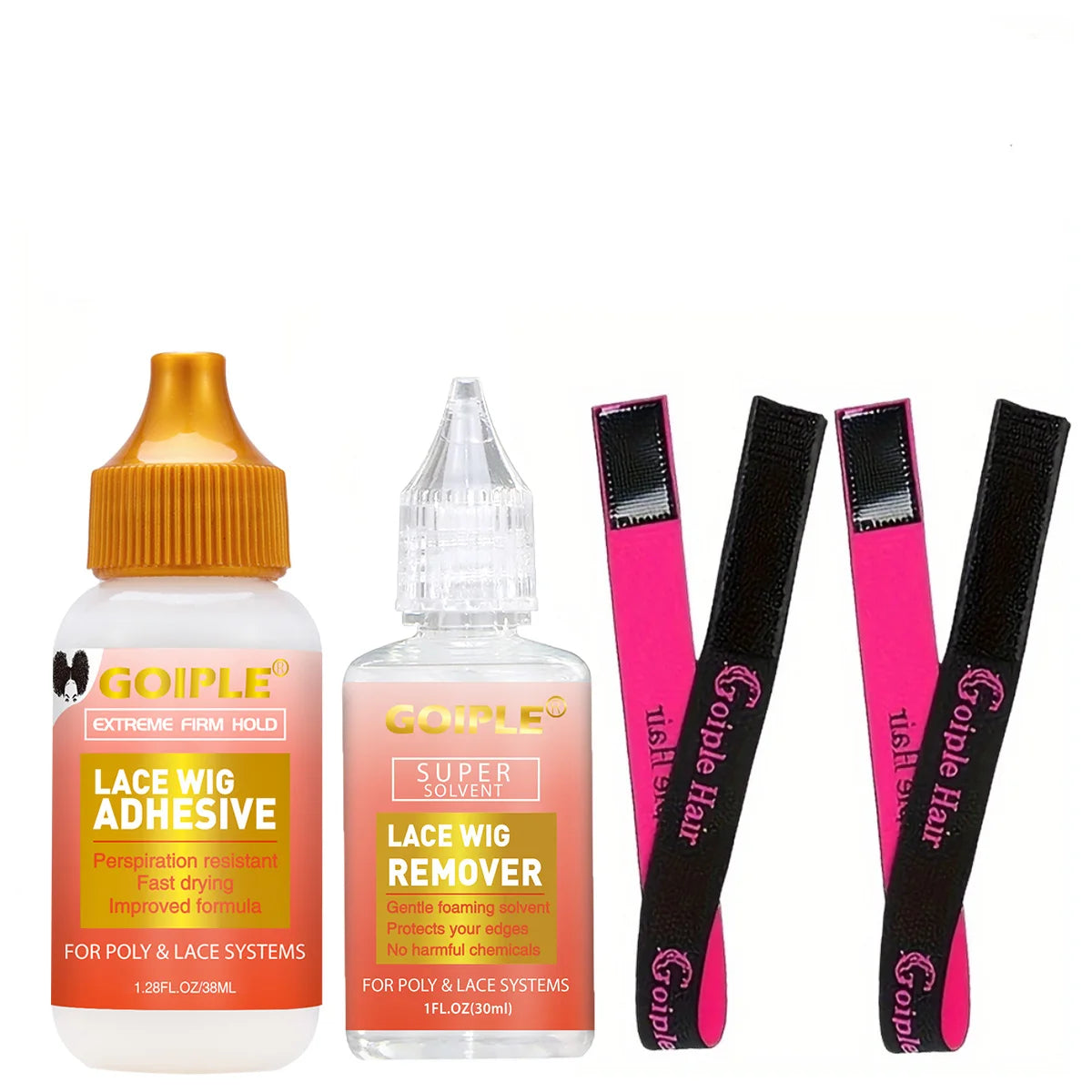 GOIPLE Lace Wig Glue & Remover Kit – Strong Hold & Melting Bands Wig Adhesive Kit SPOT 4pcs-38glue-30remove
