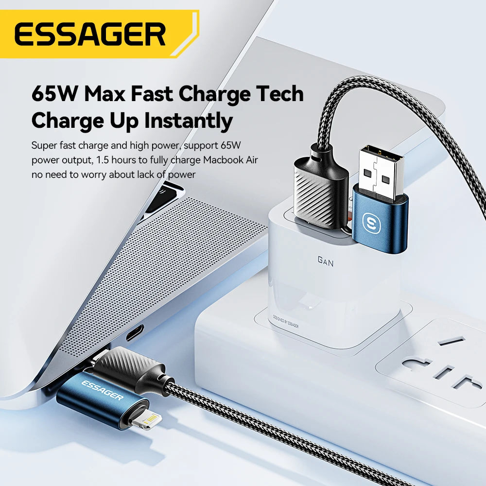 Essager 4-in-1 USB Cable 65W PD Fast Charging – C & Lightning USB Charging Cable SPOT