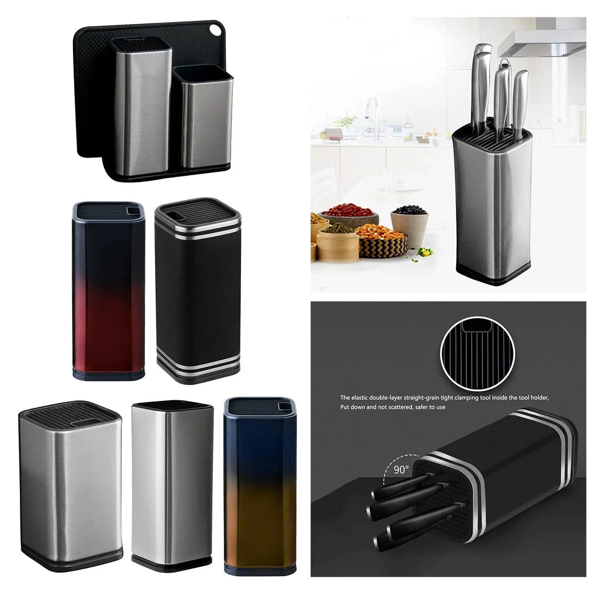 Stainless Steel Knife Block & Utensil Holder Organizer Knife Block Organizer SPOT