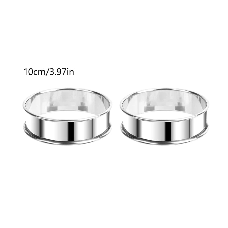 Stainless Steel Tart Rings 8cm & 10cm – 2-Piece Baking Mold Set Baking Tart Rings SPOT 2PCS Large