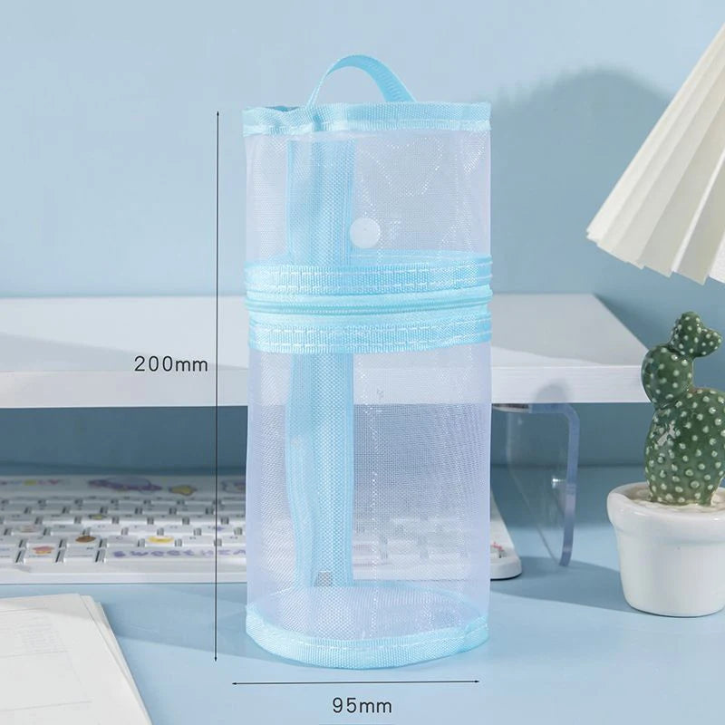 Mesh Makeup Brush Bag – Travel Stand-Up Organizer Pouch Makeup Brush Bag SPOT Blue