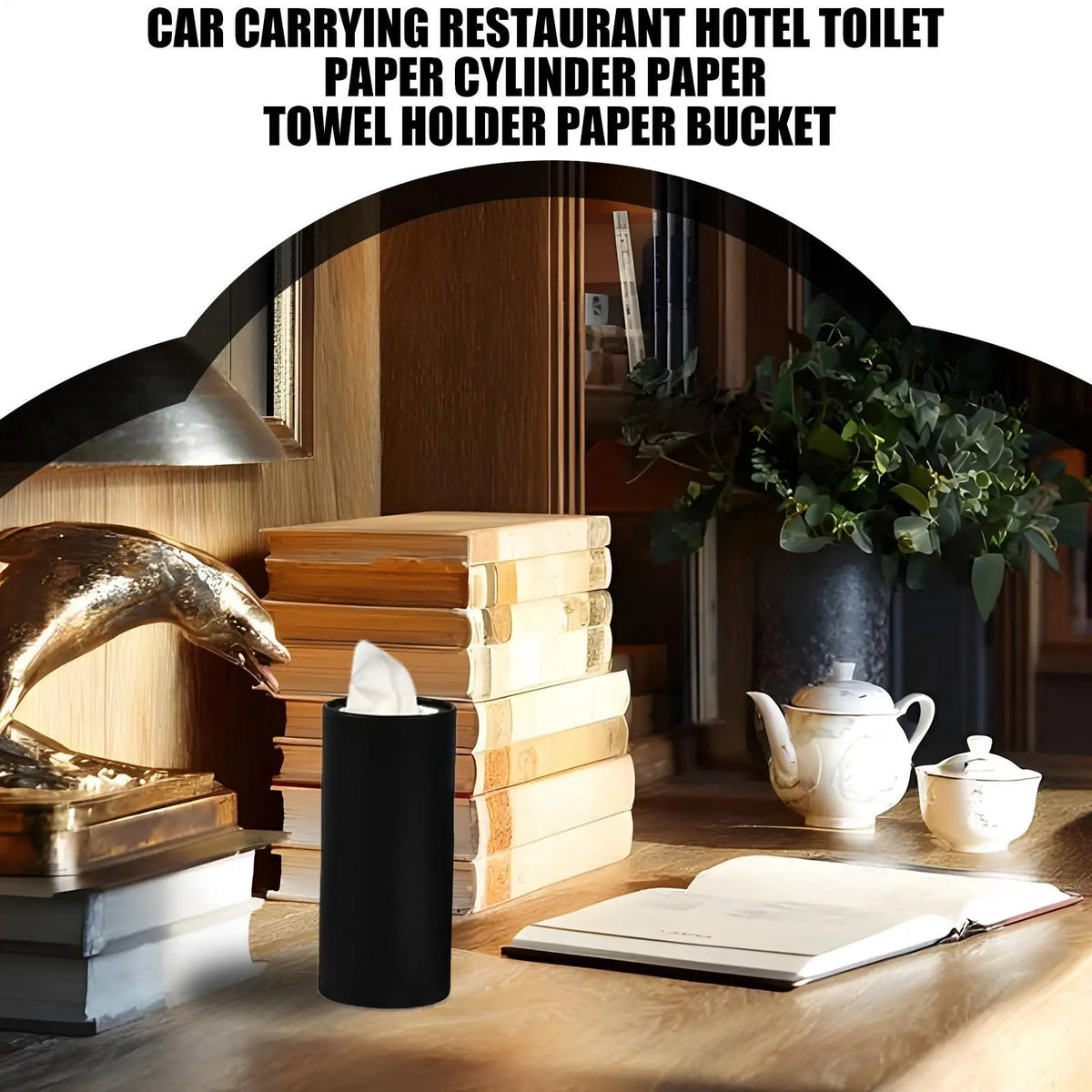 2-Pack Round Car Tissue Cylinder Holder – Wood Pulp Napkin Box Car Tissue Holder SPOT