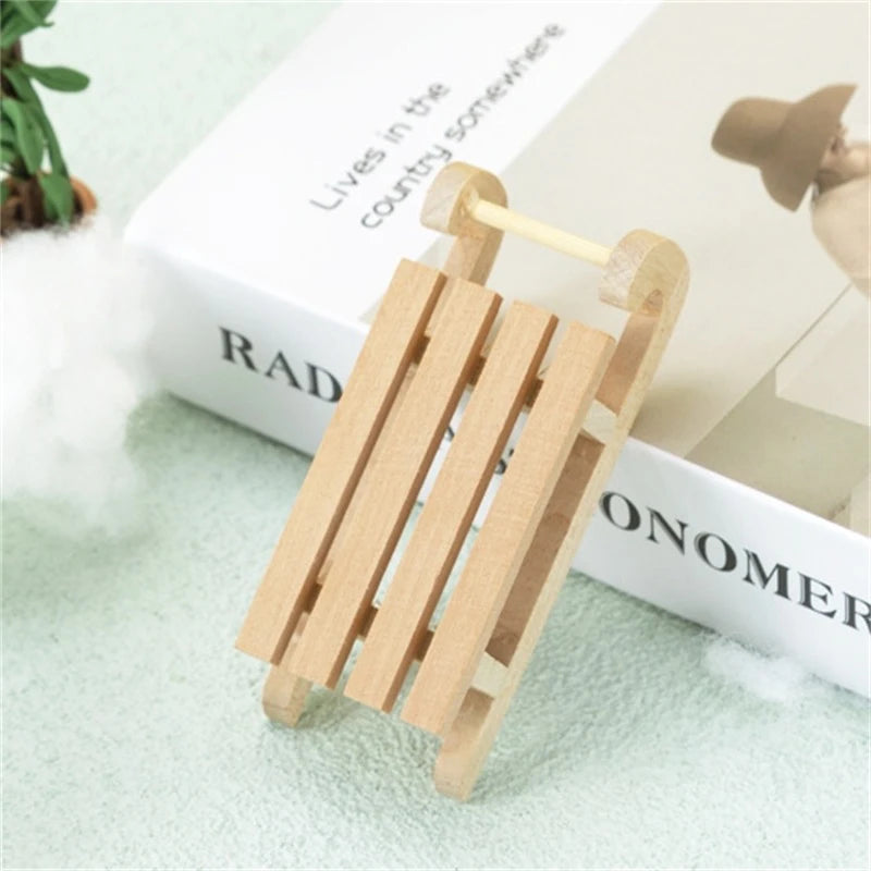 1:12 Miniature Wooden Sleigh Sled – Dollhouse Christmas Decor Dollhouse Miniature SPOT