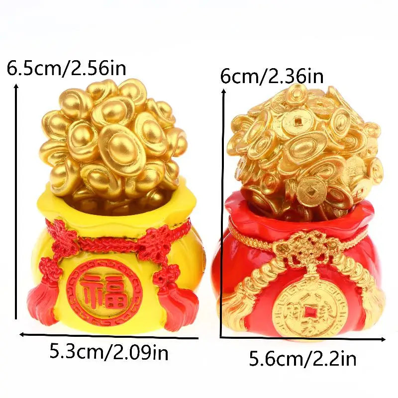 Resin Chinese Lucky Money Bag Figurine – Fortune Decor Resin Figurine SPOT