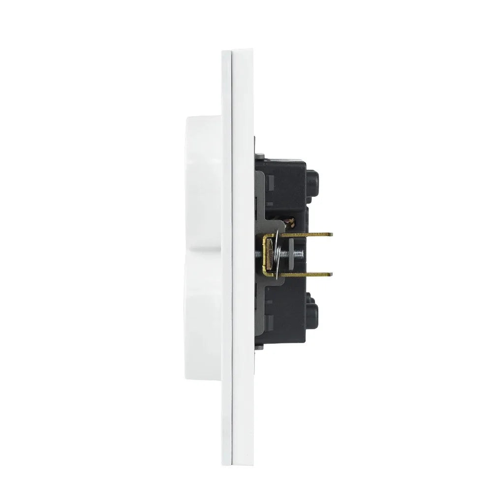 EU 16A Double Wall Socket – Tempered Glass Crystal Panel 123×86mm Wall Electrical Socket SPOT