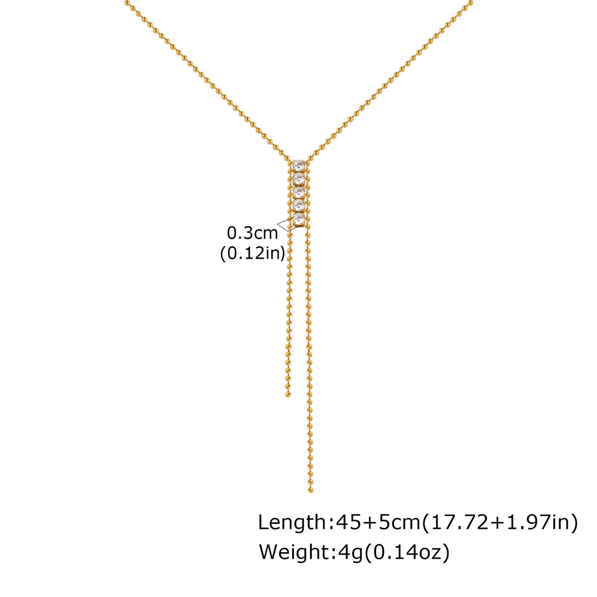 Y-Shape Cubic Zirconia Drop Necklace – Gold Stainless Steel Pendant Necklace SPOT NC-2438G