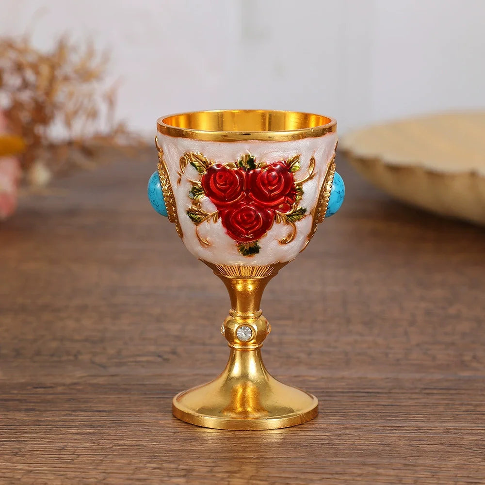 Vintage Brass Medieval Chalice Goblet – Ceremonial Wine Cup Decorative Goblet SPOT White-1pc