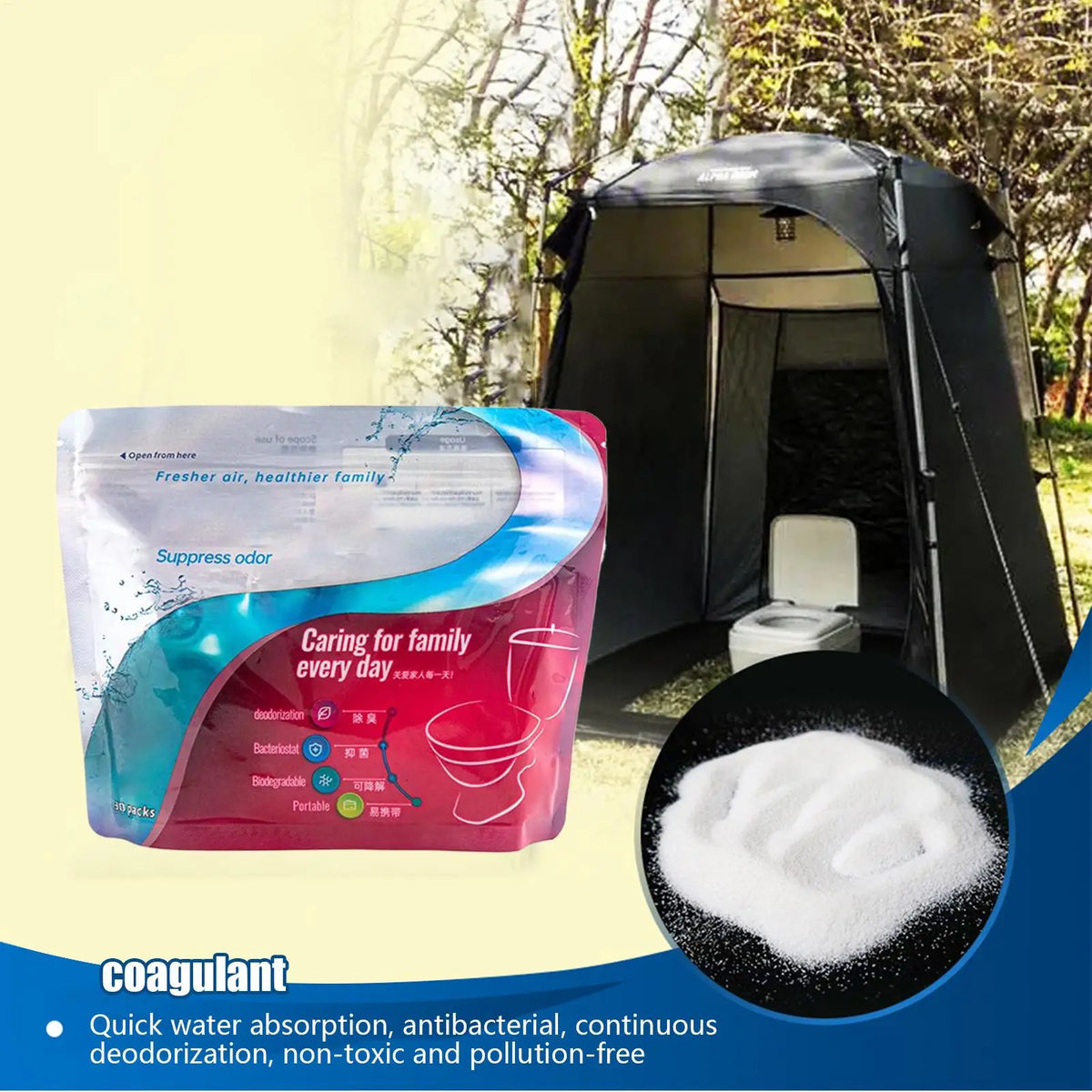 Urine Absorbent Powder 30-Pack | Portable Travel Toilet Powder Portable Toilet Powder SPOT
