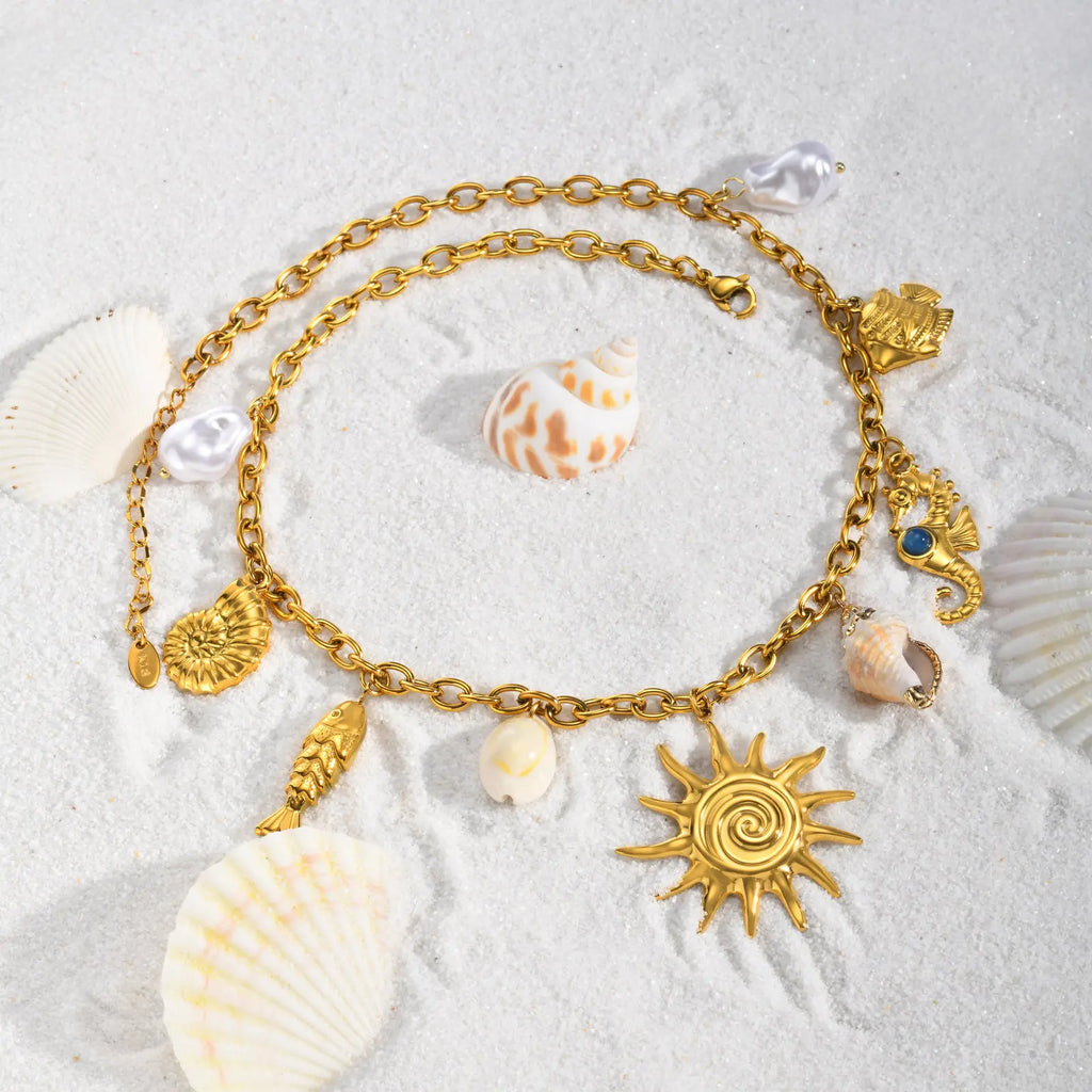 Ocean Charm Pendant Necklace – Gold PVD Stainless Steel Pendant Necklace SPOT
