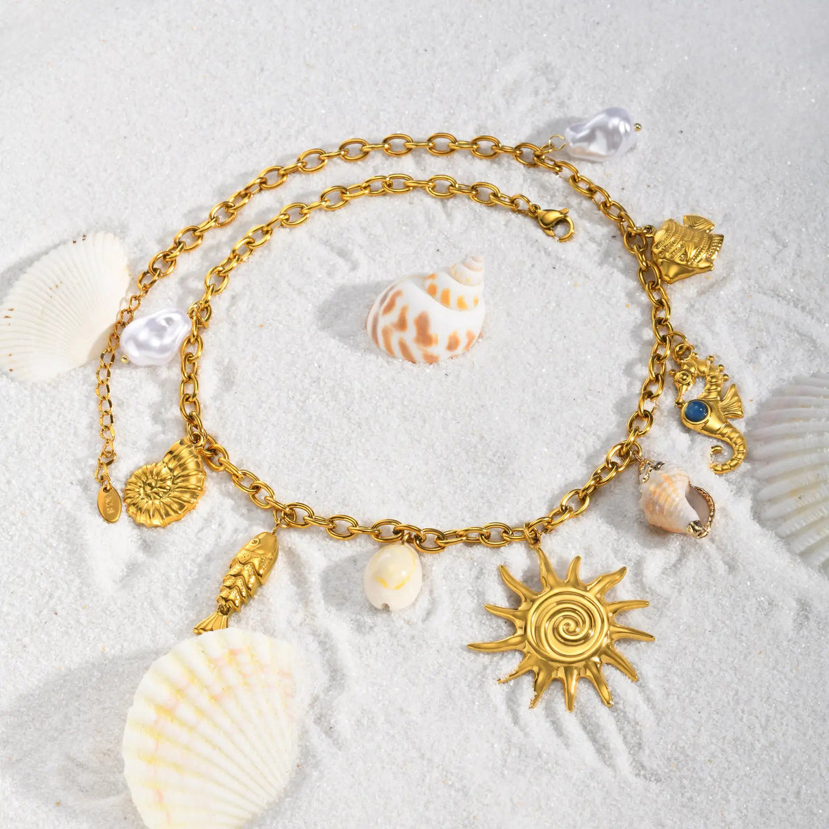Ocean Charm Pendant Necklace – Gold PVD Stainless Steel Pendant Necklace SPOT