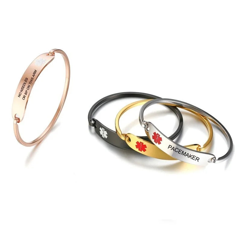 Personalized Engraved Stainless Steel ID Cuff Bracelet | SOS Alert ID Cuff Bracelet SPOT