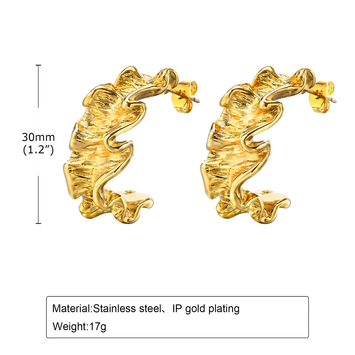 Women's 18K Gold Heart Hoop Earrings – Stainless Steel Hoop Earrings SPOT EH-621G