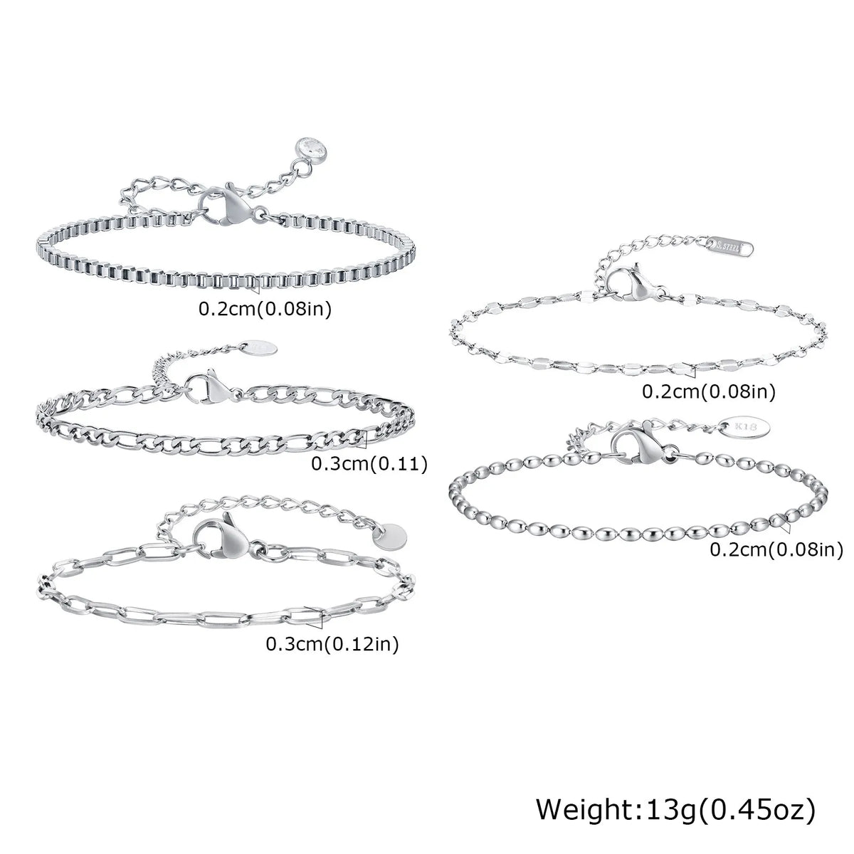 Women's Silver Stainless Steel Stackable Bracelet Set – 5 Pc Stackable Bracelet Set SPOT