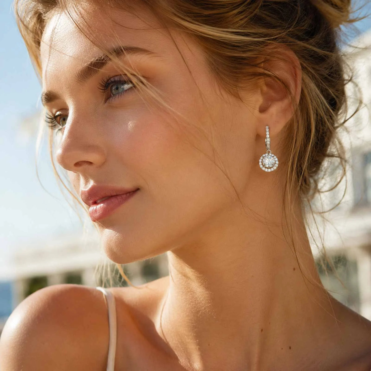 18K Gold Plated CZ Dangle Earrings – Pave Huggie Drop Earrings CZ Dangle Earrings SPOT