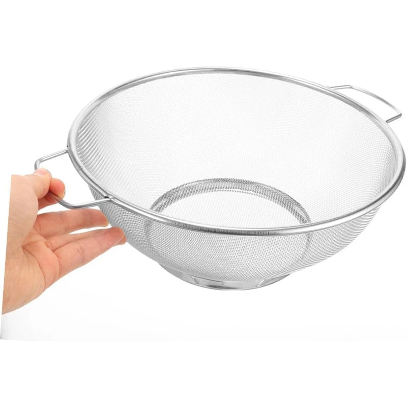 Stainless Steel Colander Mesh Basket – Double Handle, 3 Sizes Kitchen Colander Strainer SPOT