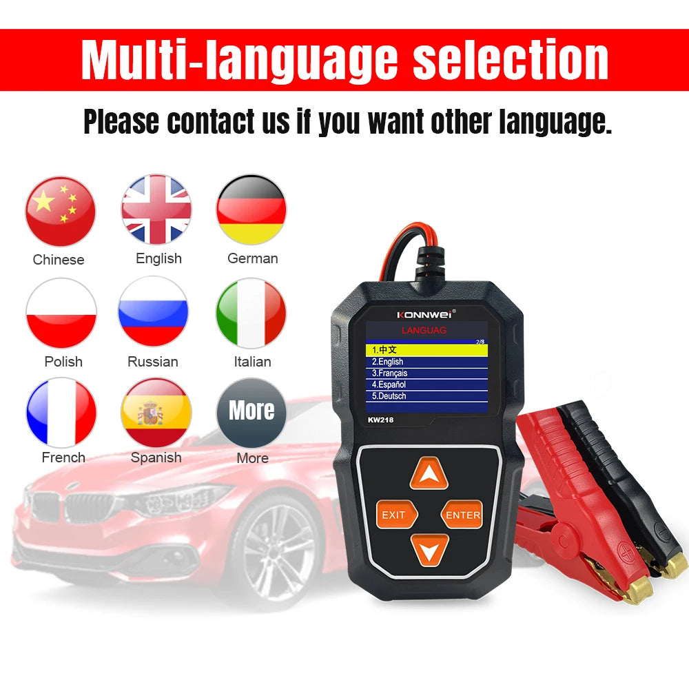 KONNWEI KW218 12V Car & Motorcycle Battery Tester Analyzer Battery Tester Analyzer SPOT