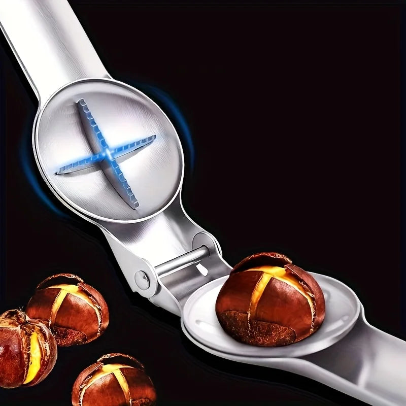 2-in-1 Chestnut Opener & Walnut Cracker – Stainless Steel Nut Cracker Tool SPOT