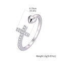 18K Gold Plated Heart Cross Ring – CZ Adjustable Open Band Fashion Ring SPOT RT-412S