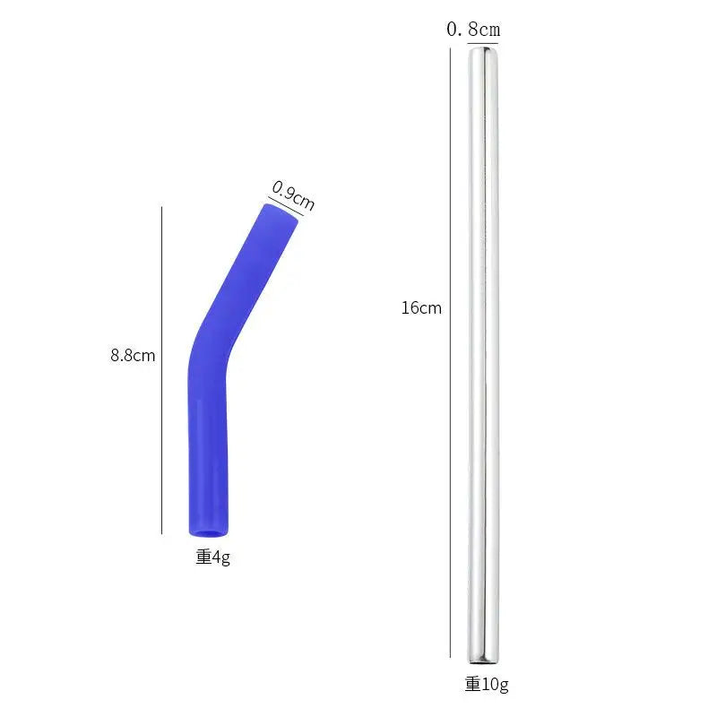 Reusable Stainless Steel Straw – Silicone Tips & Cleaning Brush Reusable Metal Straw SPOT A4