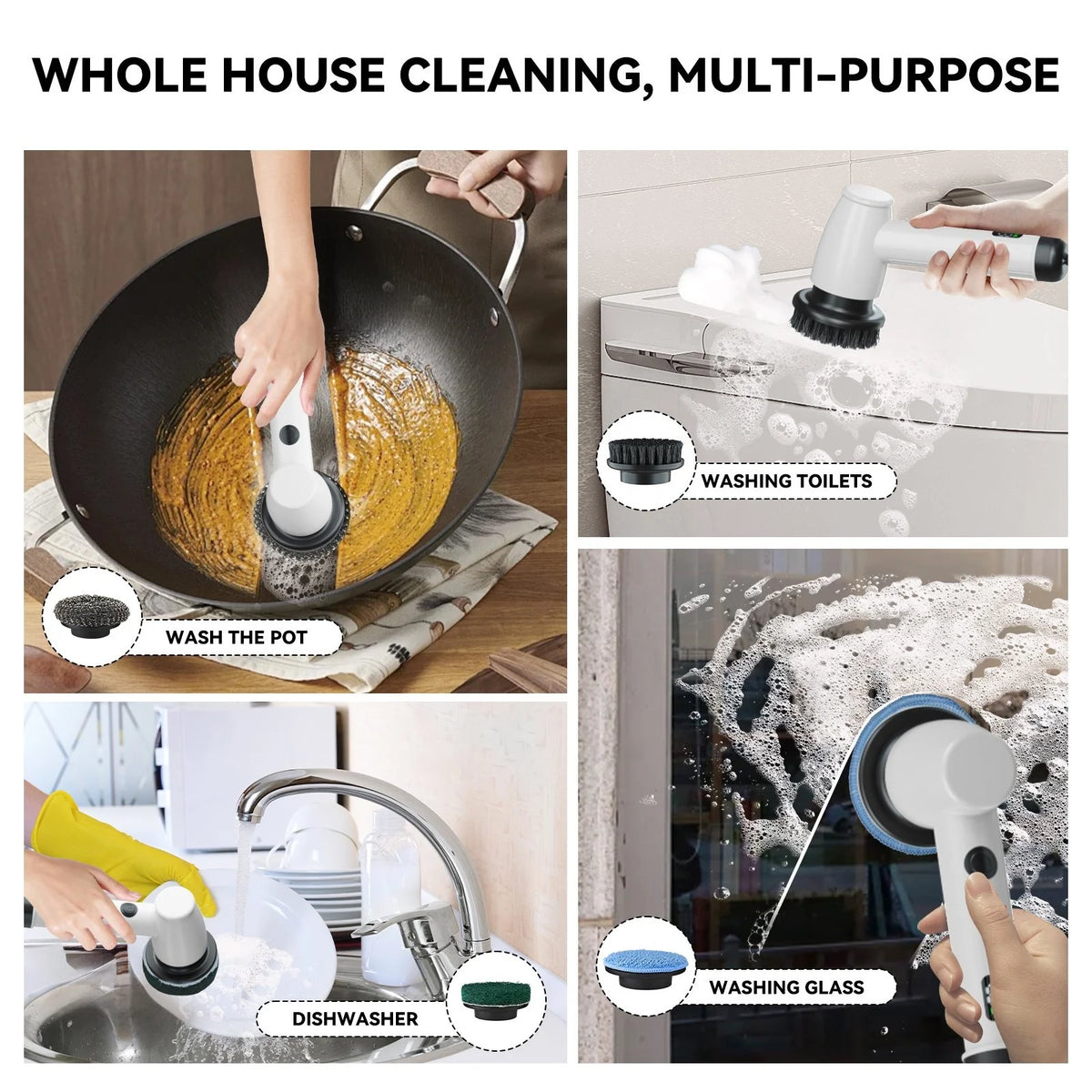 7-in-1 Cordless Electric Spin Scrubber – 7 Brush Heads Electric Spin Scrubber SPOT
