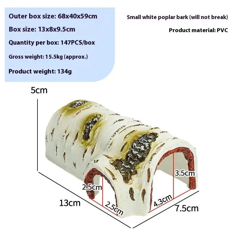 PVC Reptile Hide Cave – Birch Wood Texture for Lizards & Frogs Reptile Hide Cave SPOT