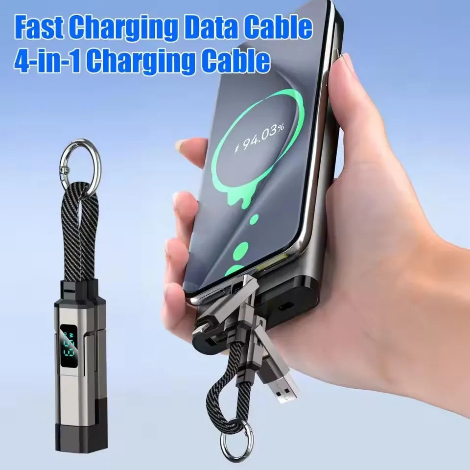 65W 4-in-1 Keychain Charging Cable USB-C Multi-Connector Multi-Connector Charging Cable SPOT