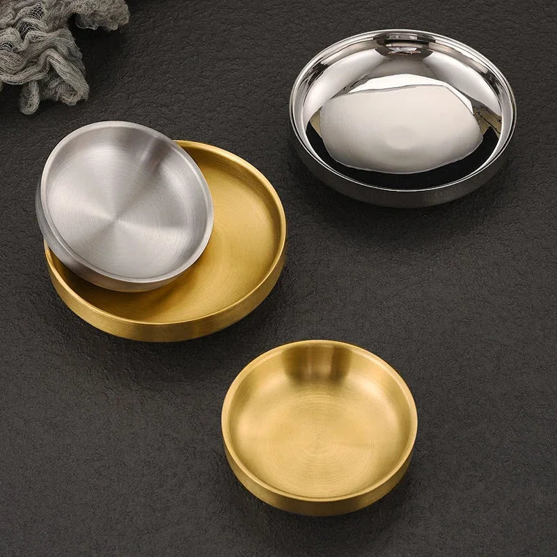 Stainless Steel Double-Layer Dipping Bowl & Sauce Dish Serving Dish SPOT