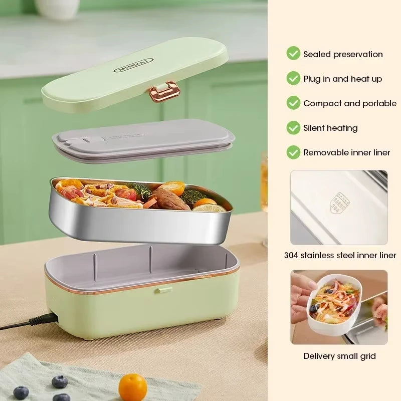 Stainless Steel Electric Lunch Box – Self-Heating Bento 900ml Electric Lunch Box SPOT