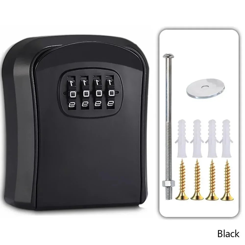 Combination Lock Key Box – 4-Dial Code Security Safe Key Lock Box SPOT Black