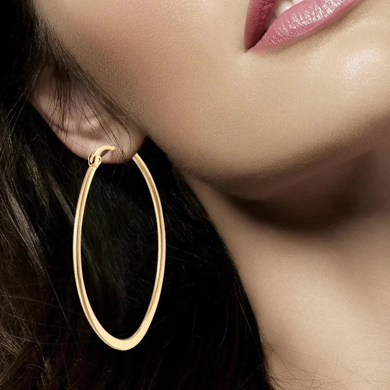 Meaeguet Stainless Steel Geometric Hoop Earrings | Hypoallergenic Hoop Earrings SPOT