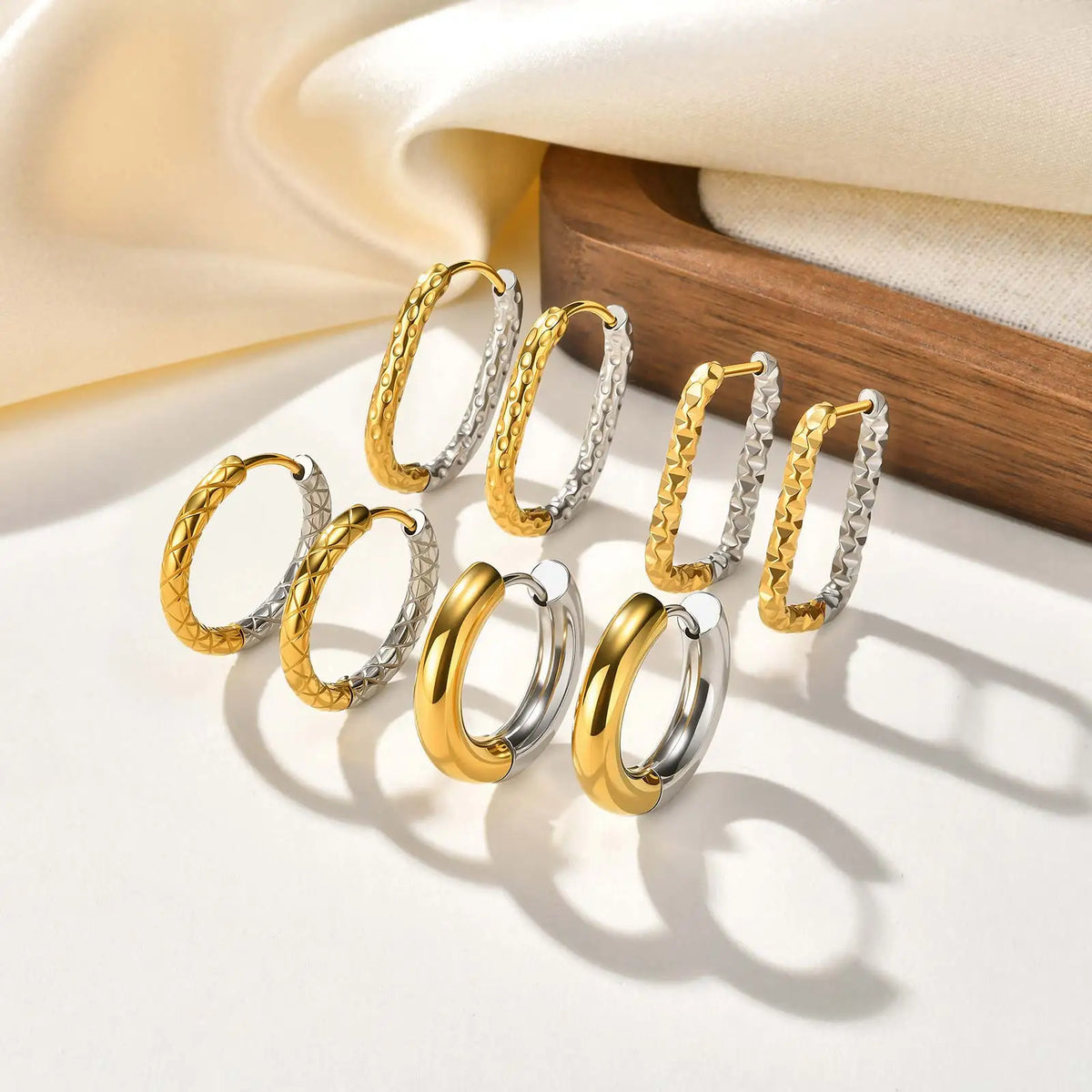 18K Gold Plated Two-Tone Stainless Steel Dangle Earrings Dangle Earrings SPOT