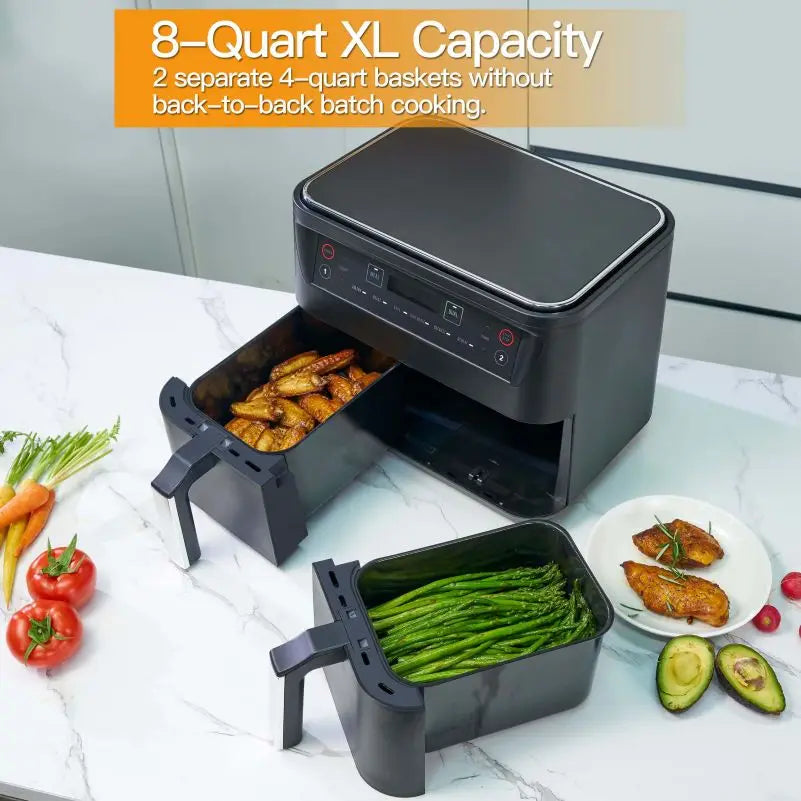 DUTRIEUX 9L Dual Basket Digital Air Fryer | 4.5L+4.5L Dual Basket Air Fryer SPOT