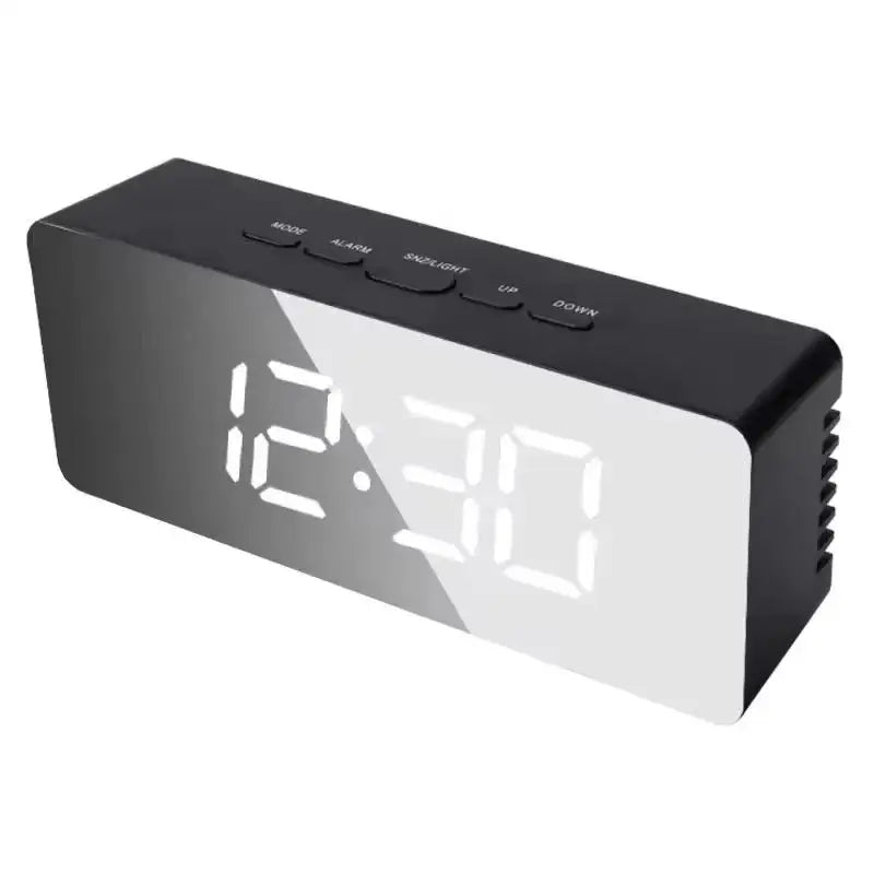 HUXUAN LED Digital Alarm Clock – Temp Display & Night Light LED Alarm Clock SPOT Black