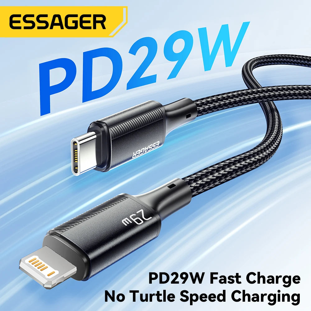 Essager USB-C to Lightning Cable 29W PD Fast Charging – 0.5–3m USB Charging Cable SPOT