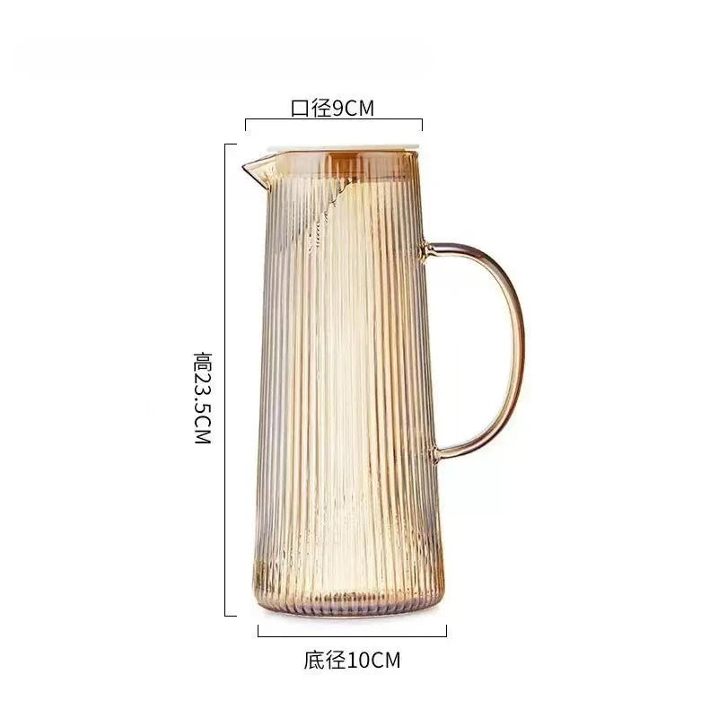 Vertical Striped Glass Pitcher with Lid – 1300ml & 400ml Glass Pitcher SPOT 1300ml-Amber