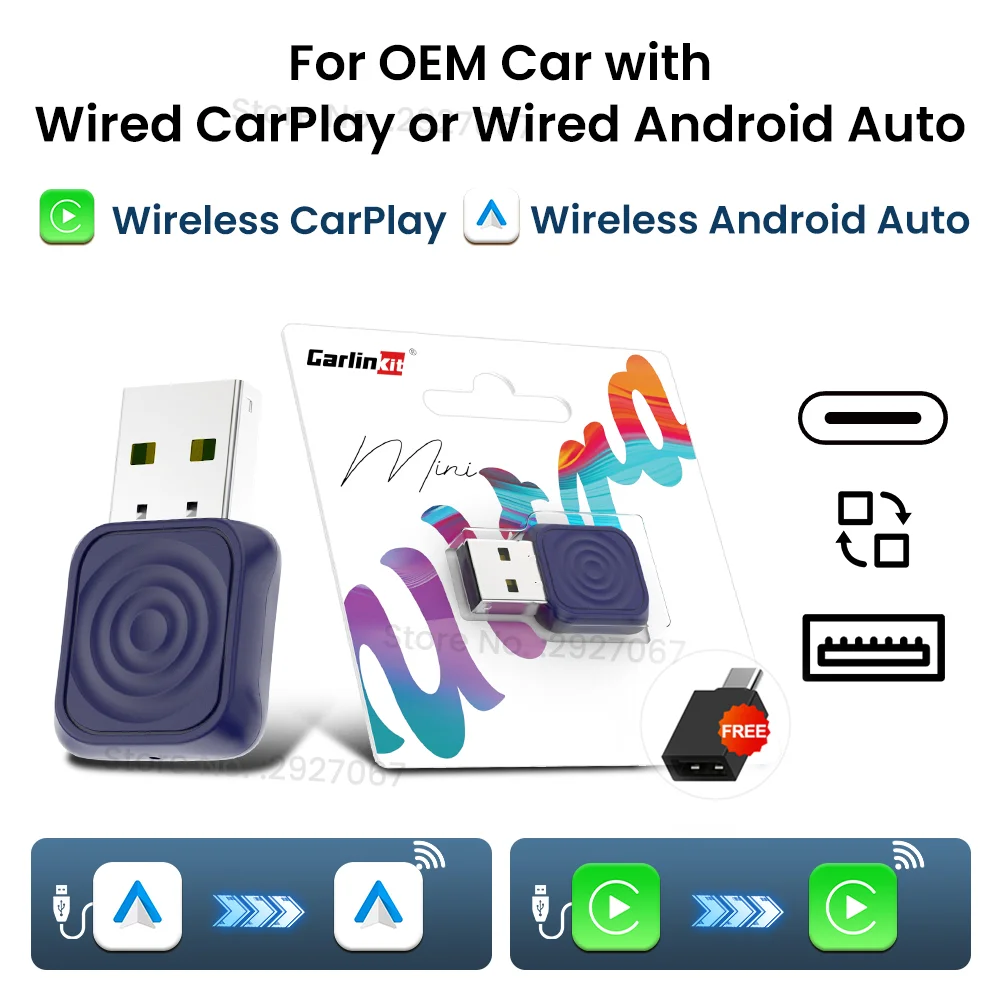 Carlinkit Mini Ultra Wireless CarPlay & Android Auto Adapter Wireless CarPlay Adapter SPOT Wired to wireless Mini Ultra