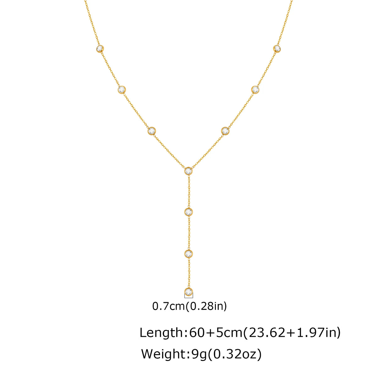 Women's Heart Zirconia Lariat Necklace | Gold Plated Steel Pendant Necklace SPOT NC-2742G