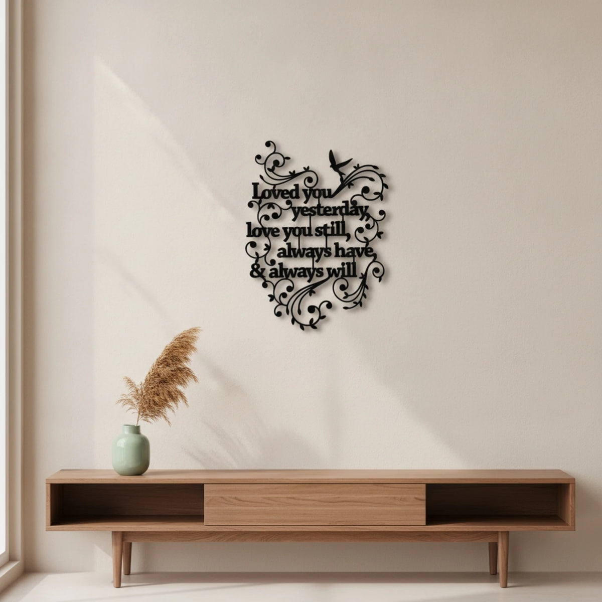 Romantic Metal Wall Art – Bird & Quote Iron Sign | 30×23cm Metal Wall Art SPOT