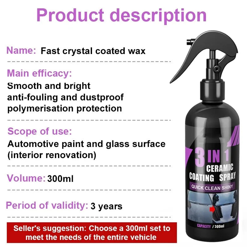 3-in-1 Nano Ceramic Car Coating – UV, Waterproof & Gloss Car Ceramic Coating SPOT